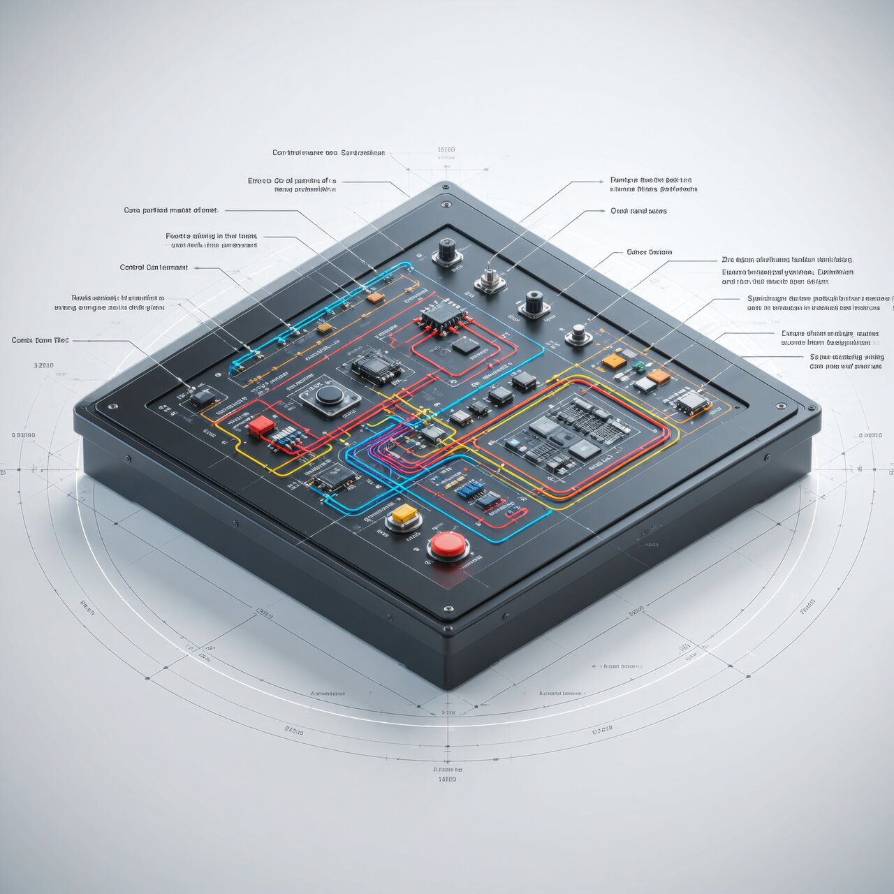 Industrial control panel design with CAD layout electrical schematics and professional component placement engineering