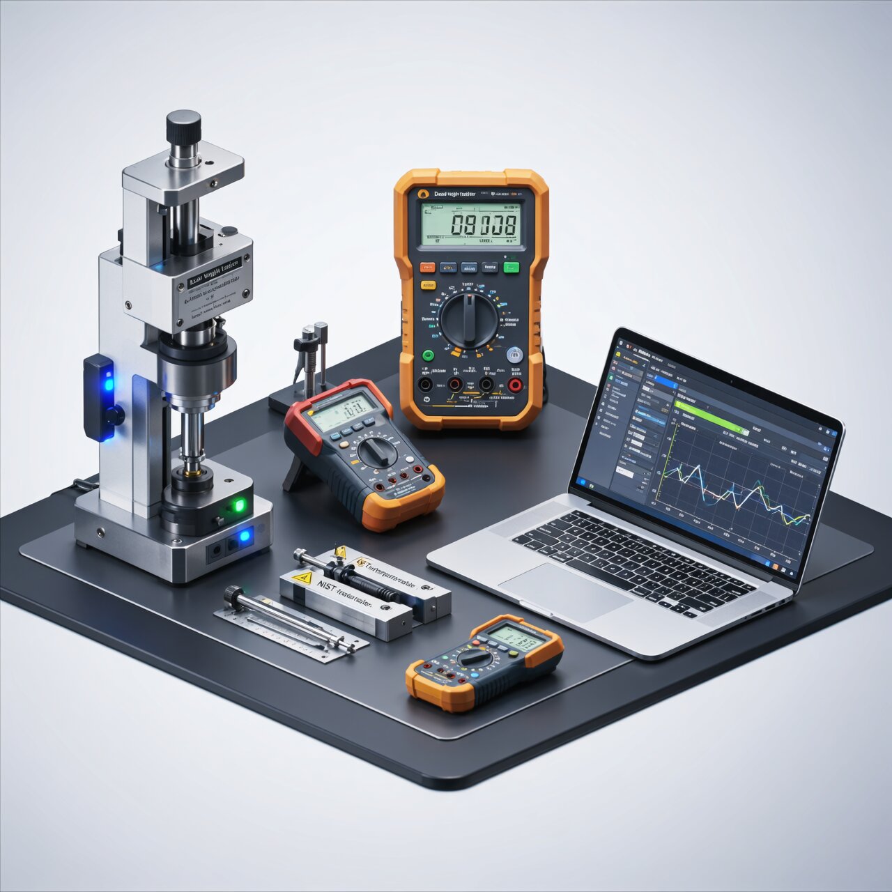 Professional instrument calibration services with NIST-traceable standards including dead weight tester and precision equipment