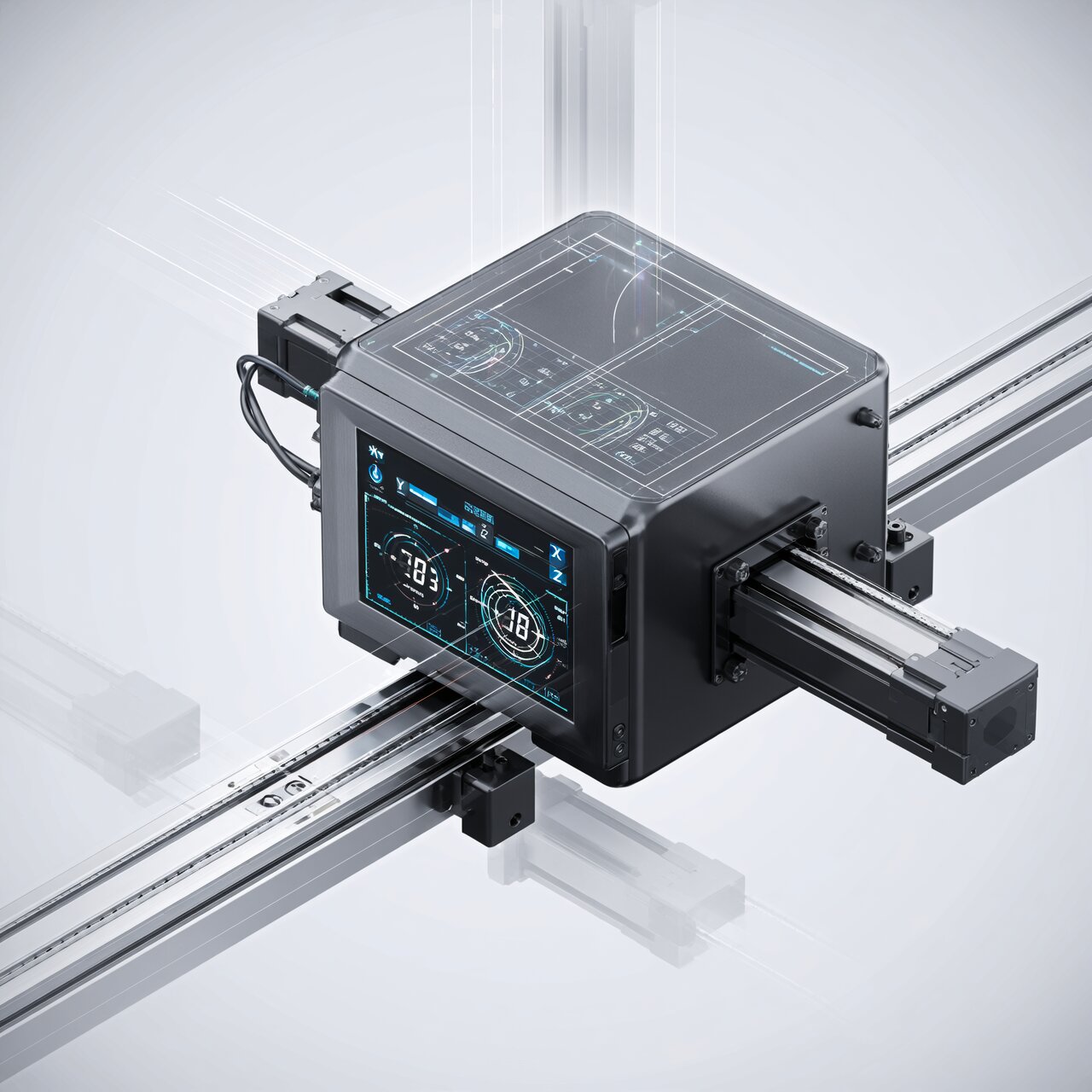 Motion control systems with multi-axis controller coordinated servo drives and XYZ position displays for precision motion control