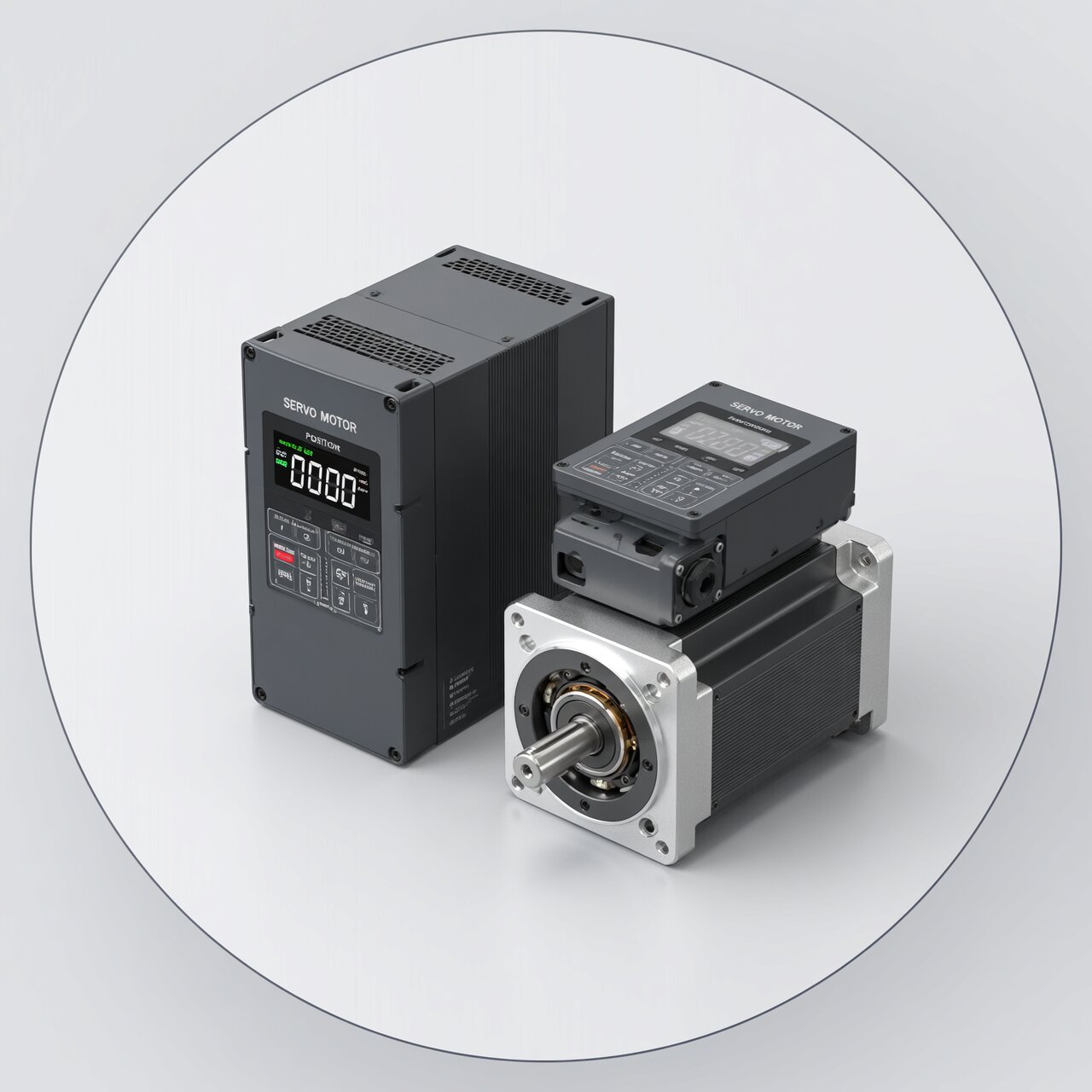 Servo control systems with servo motor drive encoder feedback and precise position control for motion applications