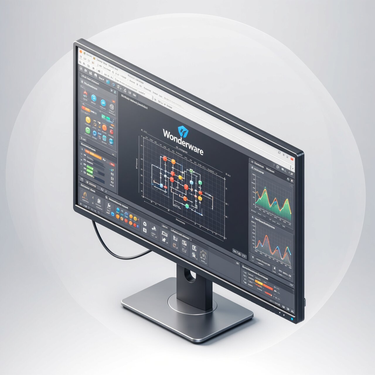 Wonderware SCADA development with InTouch graphics design process mimics trending displays and professional HMI programming