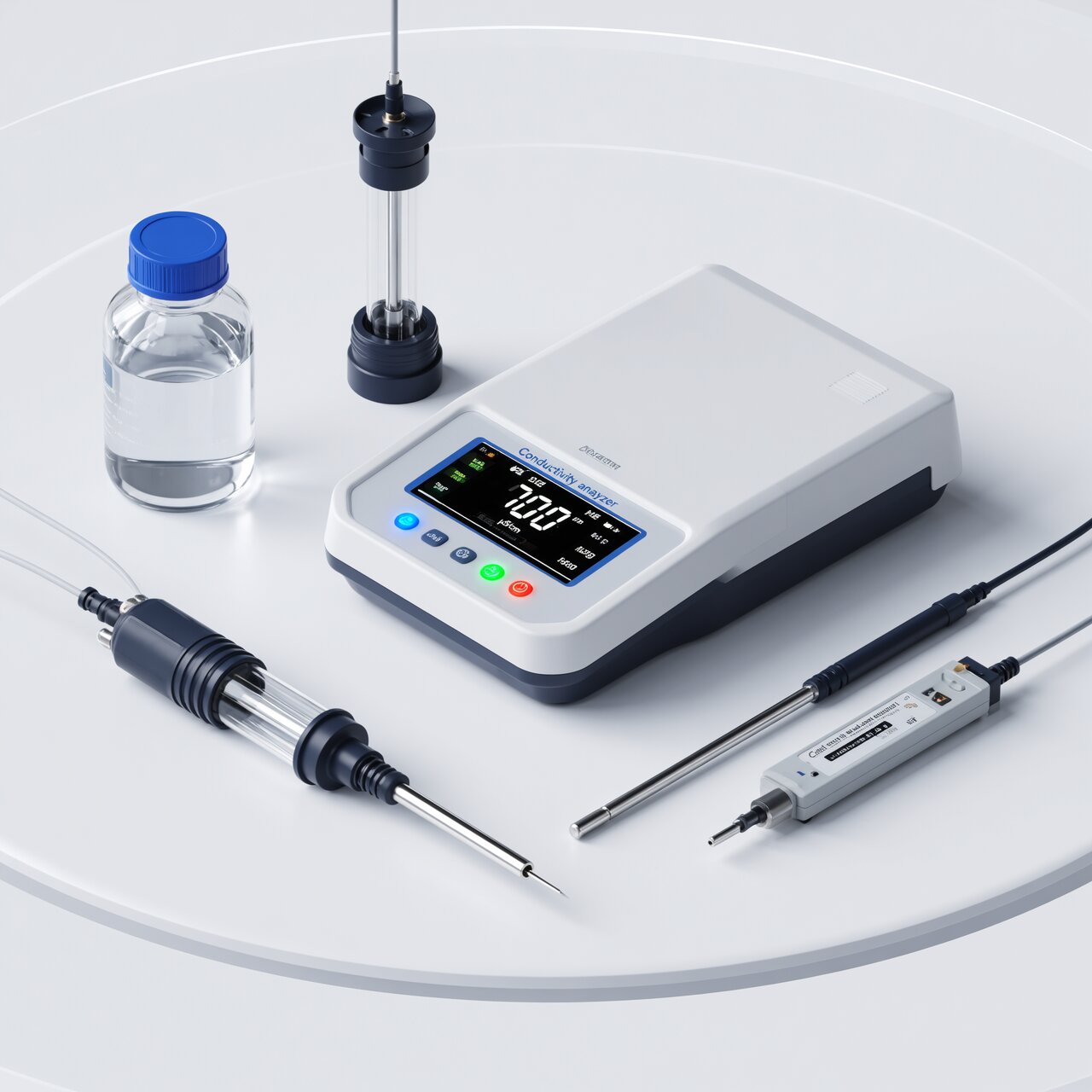 Conductivity meter calibration with cell constant verification and standard solutions for water quality and process monitoring applications