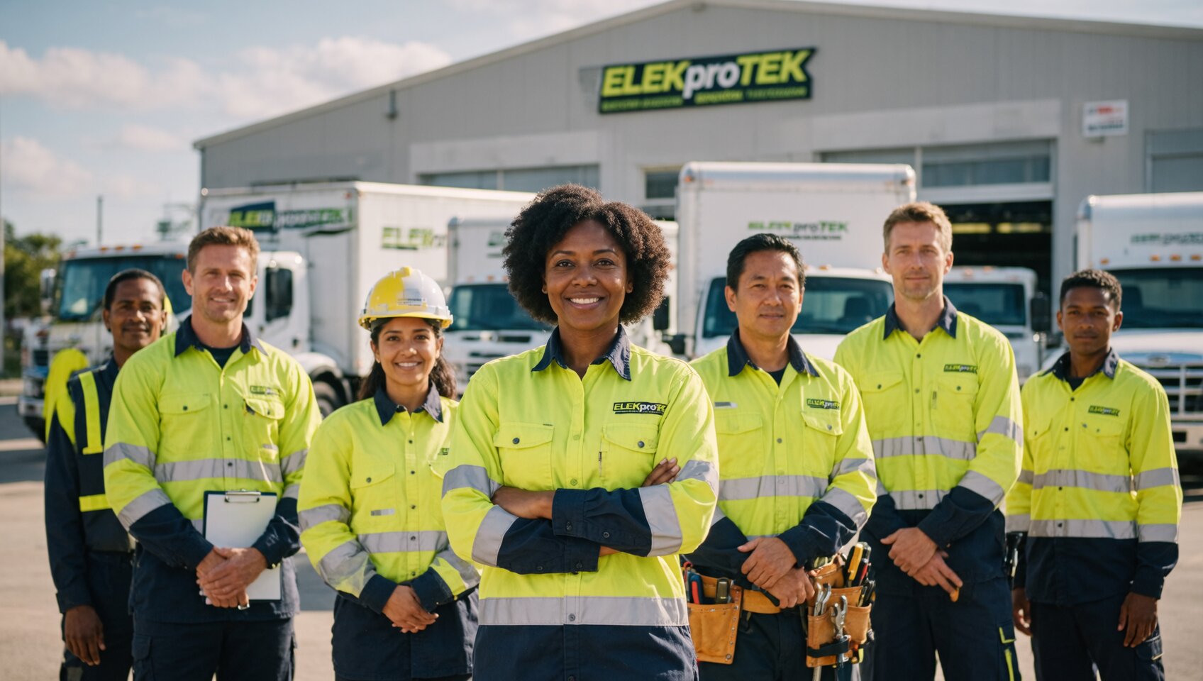ELEKproTEK electrical contractor team at Charleston SC office facility showing local business presence and professional staff