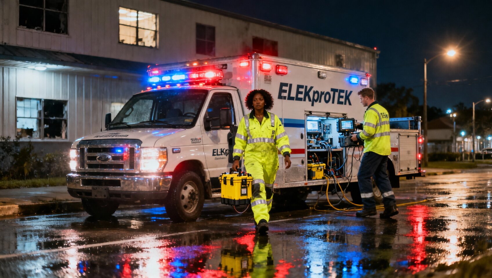 ELEKproTEK emergency electrical services 24/7 night response at Charleston SC commercial building power outage