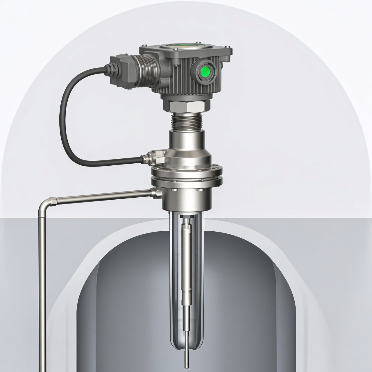 Temperature sensor installation with thermowell proper immersion depth and connection head junction box for accurate measurement
